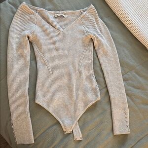 Gray Ribbed Women's Top